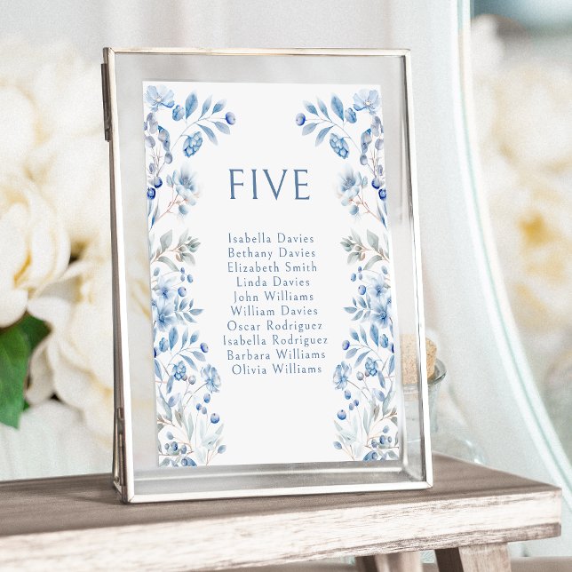 Numéro De Table Bleu Berries d'hiver Fleurs Mariages Numéros de ta (Créateur téléchargé)