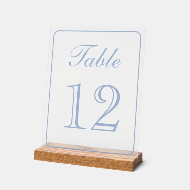 Numéro de table bleu clair élégant simple (Angle)