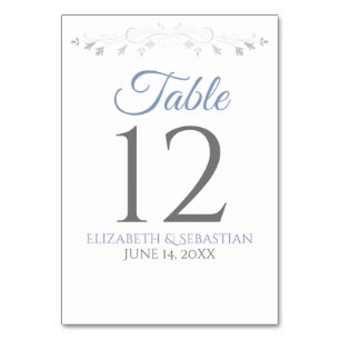 Numéro De Table Bleu clair et gris Simple Mariage élégant