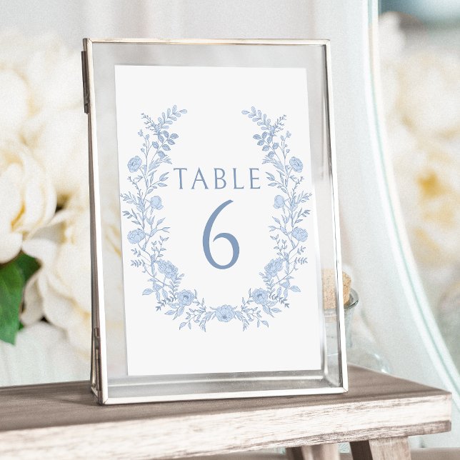 Numéro De Table Bleu clair Floral Bohème Mariage Numéros de tablea (Créateur téléchargé)