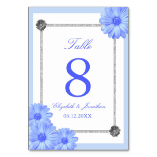 Numéro De Table Bleu clair Floral Mariage élégant