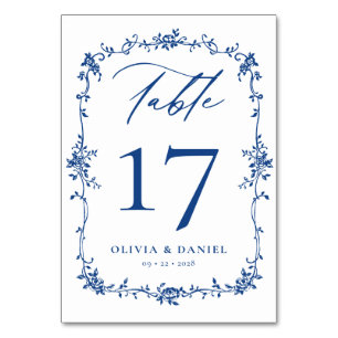 Numéro De Table Bleu de la marine française victorienne Mariage él