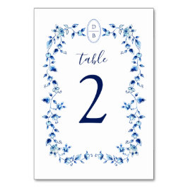 Numéro De Table Bleu et blanc monogramme