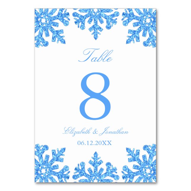 Numéro De Table Bleu Flocon de neige Mariage d'hiver (Par défaut)