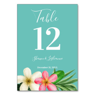 Numéro De Table Bleu floral hawaïen tropical