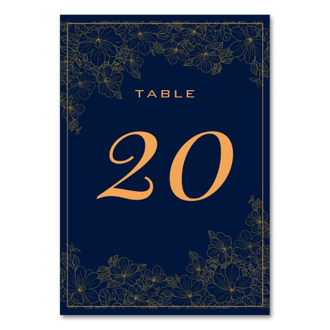 Numéro De Table Bleu Nuit Motif Doré Subtil Élégant (Par défaut)