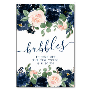 Numéro De Table Blooms Chics   La marine et les roses roses bleues