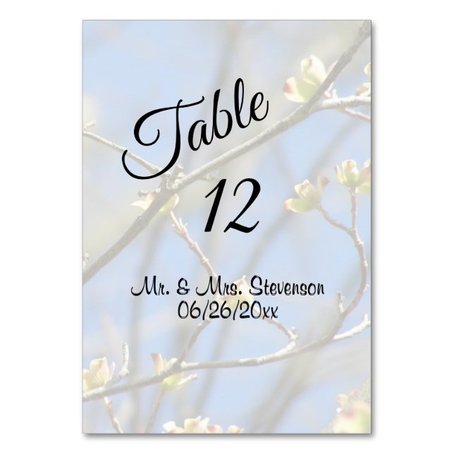 Numéro De Table Blossoms de printemps avec nom noir et date (Par défaut)