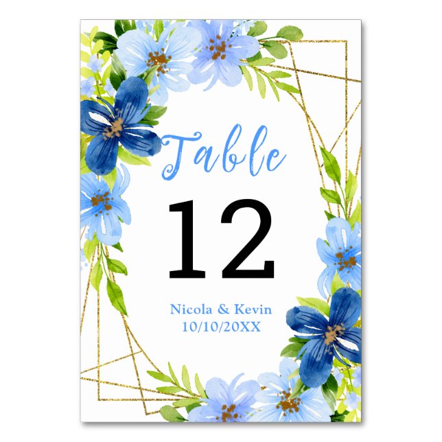 Numéro De Table Blue and Navy Flowers with Foliage  (Par défaut)
