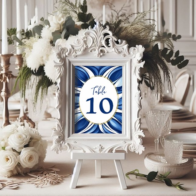 Numéro De Table Blue Bliss Floral bio (Blue bliss organic floral table number card.)