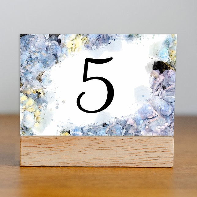 Numéro De Table Blue Hydrangea Fleurs Aquarelle Numéros de tableau (Créateur téléchargé)