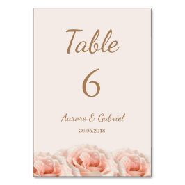 Numéro De Table Blush Peach Mariage Rose fleuri Numéro de tableau