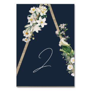 Numéro De Table Bohème Bohème Pyramide Flore Blanche Mariage Bleu