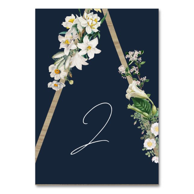 Numéro De Table Bohème Bohème Pyramide Flore Blanche Mariage Bleu (Par défaut)