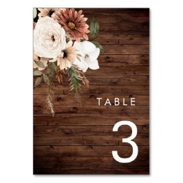 Numéro De Table Bohème Floral Rustique Mariage Bois