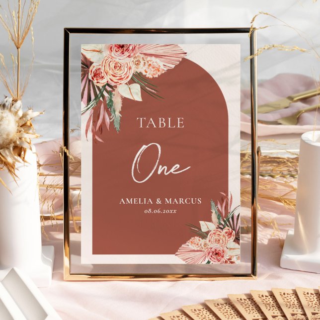 Numéro De Table Bohème Floral Terracotta & Ivory Mariage Invitat (Créateur téléchargé)