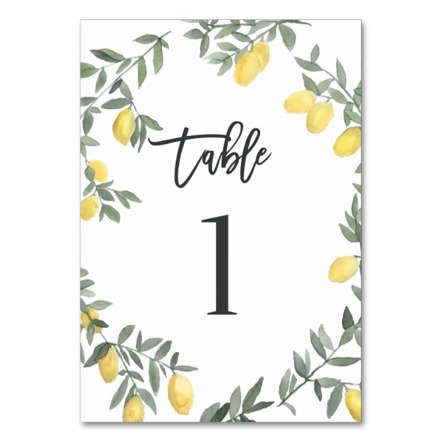 Numéro De Table Boho Aquarelle Laine de citron Tableau 1 (Par défaut)