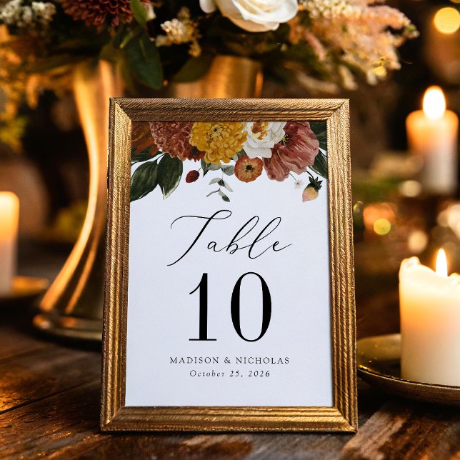 Numéro De Table Boho Automne Floral Mariage personnalisé (Créateur téléchargé)