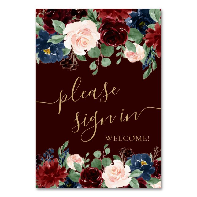 Numéro De Table Boho Bloom | Cadeaux rouges et navals de Bourgogne (Par défaut)