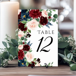 Numéro De Table Boho Bloom   Couronne de fleurs rouge bordeaux et 