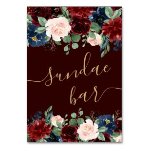 Numéro De Table Boho Bloom Dark Burgundy et Navy Sundae Bar