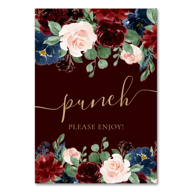 Numéro De Table Boho Bloom | La Bourgogne foncée et les cures bleu (Par défaut)