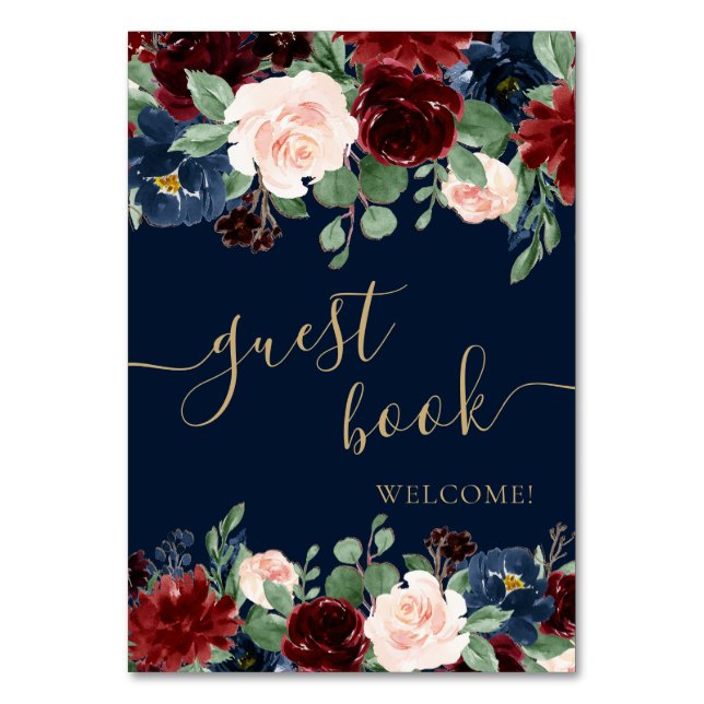 Numéro De Table Boho Blooms | Dark Navy Blue and Burgundy Gifts (Par défaut)