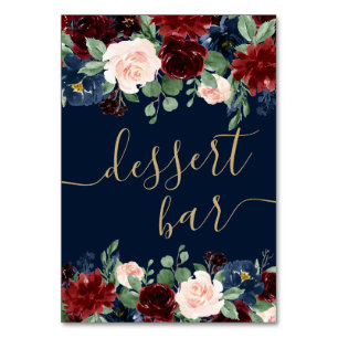 Numéro De Table Boho Blooms   Dark Rustic Navy et Red Dessert Bar