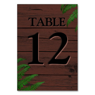 Numéro De Table Boho Brown Bois vert Typographie