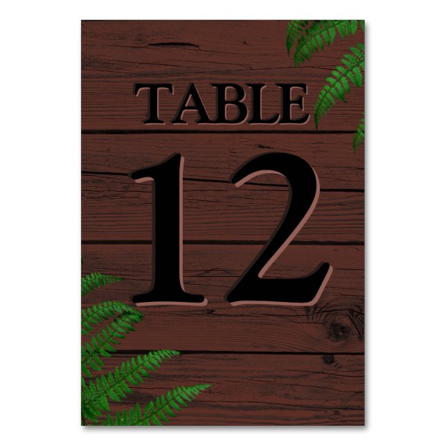 Numéro De Table Boho Brown Bois vert Typographie (Par défaut)