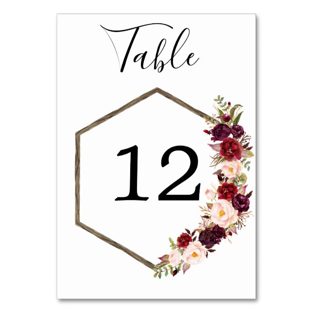 Numéro De Table Boho Burgundy Mariage Numéros de tableau (Par défaut)