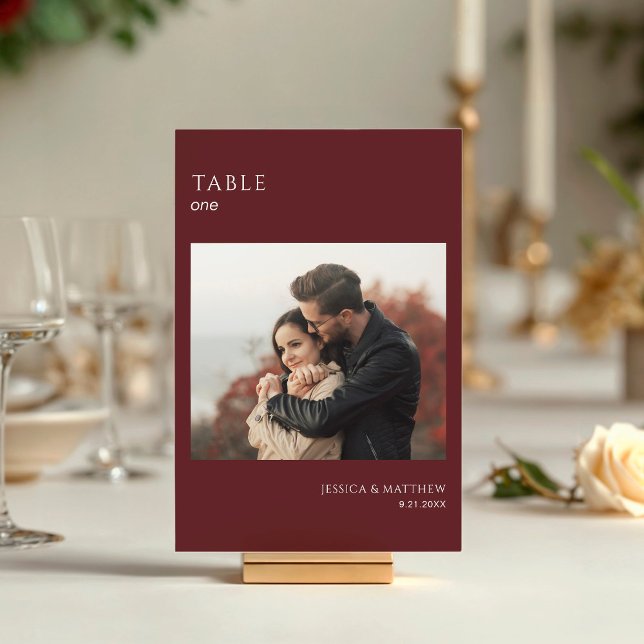 Numéro De Table Boho Burgundy Photo Wedding (Créateur téléchargé)