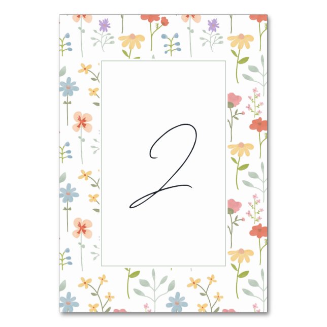 Numéro De Table Boho Chic Fleur sauvage Moderne Floral Mariage (Par défaut)