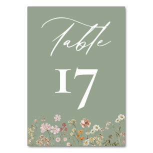 Numéro De Table Boho Chic Fleur sauvage Moderne Mariage