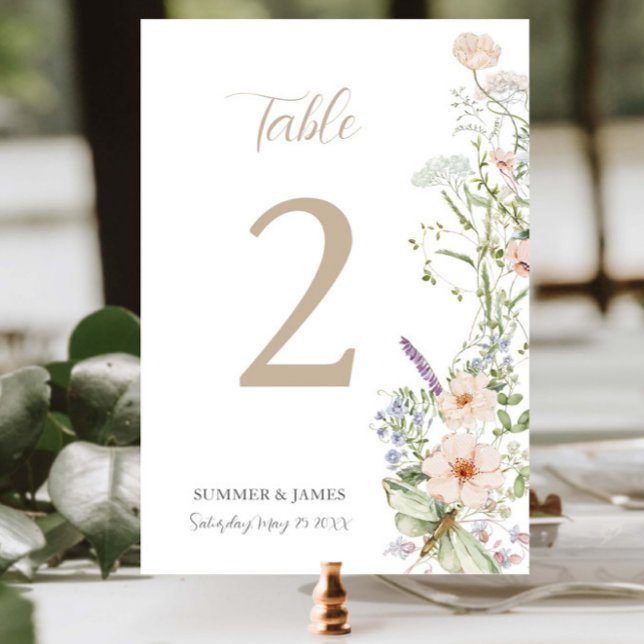 Numéro De Table Boho Chic Pastel Fleur sauvage Floral Garden Maria (Créateur téléchargé)