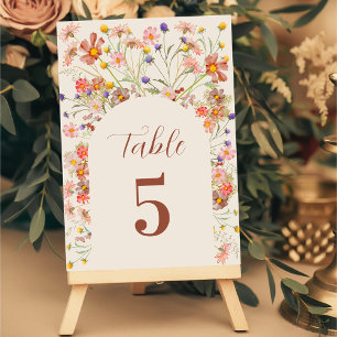 Numéro De Table Boho Fall Fleur sauvage Floral Arch Beige Mariage