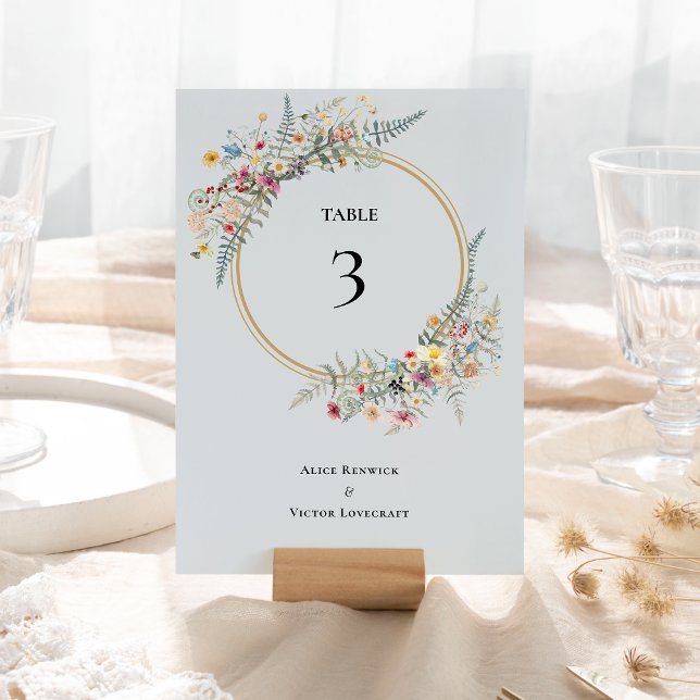 Numéro De Table Boho Fleur sauvage Fern Dusty Mariage bleu (Créateur téléchargé)