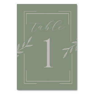 Numéro De Table Boho Mariage Sage Green Foilage Numéros de tableau