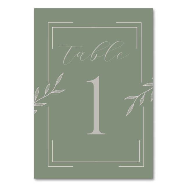 Numéro De Table Boho Mariage Sage Green Foilage Numéros de tableau (Par défaut)