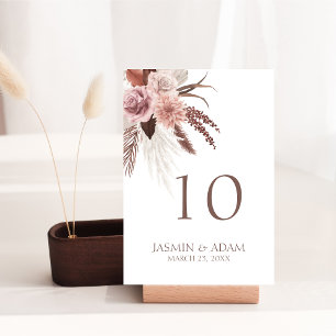 Numéro De Table Boho Pampas Grass Terracotta Floral Mariage
