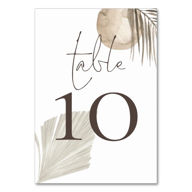 Numéro De Table Boho Pampas Grasses Mariage de crème (Par défaut)