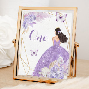 Numéro De Table Boho papillon violet Floral Princess Quinceañera