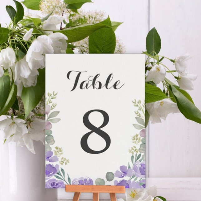 Numéro De Table Boho Purple Aquarelle Florale Mariage (Créateur téléchargé)