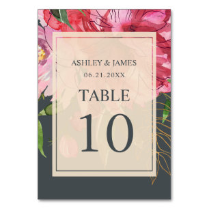 Numéro De Table Boho rose floral chic Botanique ivoire Mariage