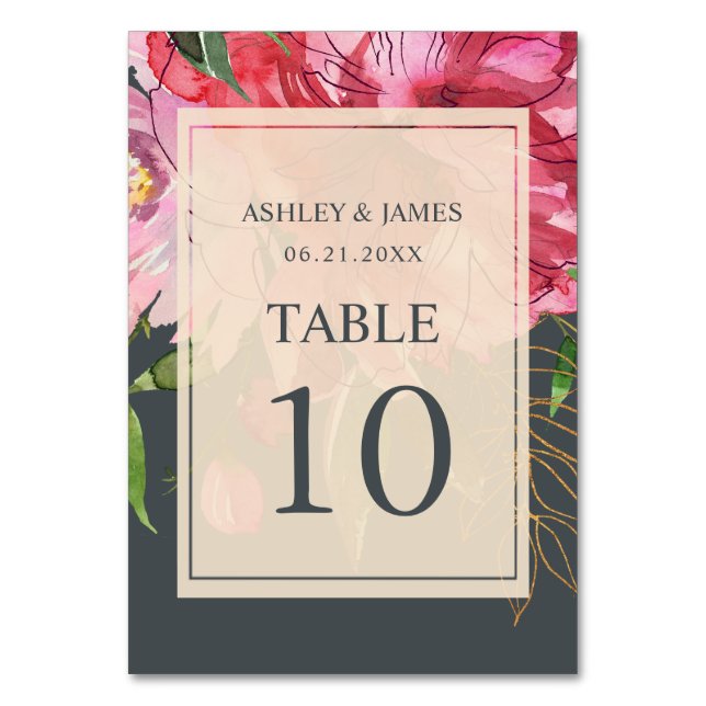 Numéro De Table Boho rose floral chic Botanique ivoire Mariage (Par défaut)