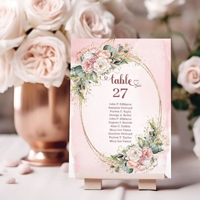 Numéro De Table Boho Rose Gold Flowers Eucalyptus Table Number (Boho Rose Gold Flowers Eucalyptus Table Number)