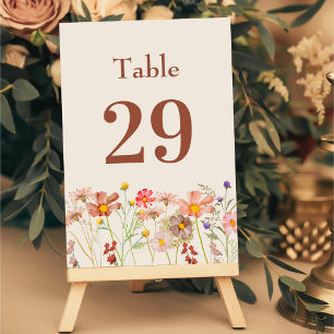 Numéro De Table Boho Russe Fleur sauvage Floral Beige Mariage