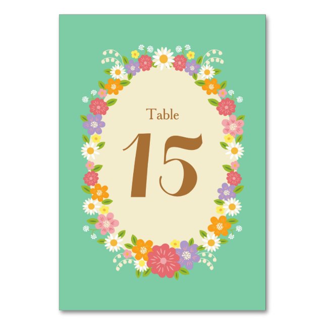 Numéro De Table Boho Rustic Floral Wreath Mariage (Monnaie) (Par défaut)