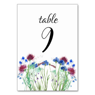 Numéro De Table Boho Rustique Fleur sauvage aquarelle Mariage flor