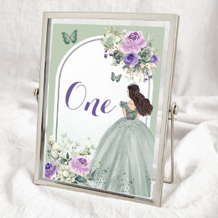 Numéro De Table Boho Sage Green Lilac Floral Quinceañera